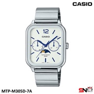 Casio MTP-M305D MTP-M305 Series Men Watch Moon Phase Display Analog Quartz Stainless Steel Band Jam 