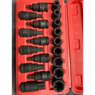 Impact 19pcs 1/2" DR. Torx Bit Socket & E-Torx Socket Set E Torx Sleeve Head Internal & External Tor