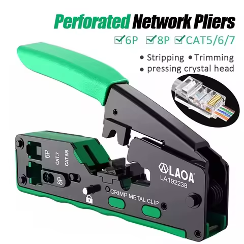 LAOA 6P/8P CAT5/6/7 Handheld Perforated Network Pliers SK5 Blade Wire Stripping and Cutting Wire Cri
