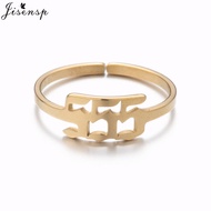 Lucky 111 222 333 444 555 666 888 999 777 Rings Stainless Steel Angel Number Adjustable Finger Ring 