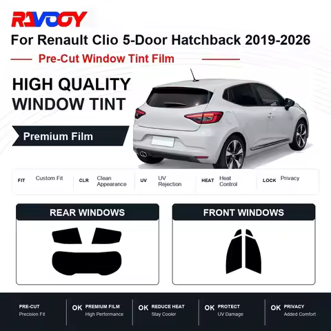 Premium Pre-Cut Window Tint For Renault Clio 5-Door Hatchback 2019-2026 Front & Rear Windows UV Heat
