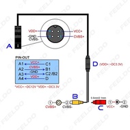 KB787 Kabel Power Ater tor 4-Pin Male to CVBS RCA Female Untuk Mobil