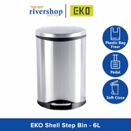 EKO 6Litres Shell Pedal Bin Step On Bin/ Garbage Wastebin Dustbin Trash Can/ Rubbish Bin Tong Sampah