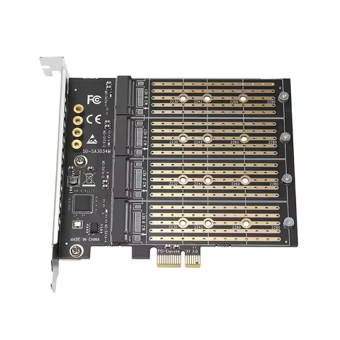 PCIE to M2 Adapter PCI Express X1 3.0 4 Ports B Key M.2 NGFF SATA SSD Adapter PCI-E M.2 Adapter Expa