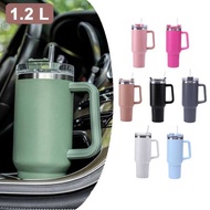 Mug 40oz Straw Handle Coffee Insulated 304 Stainless Steel Car Keeps Cold Beer with Lids Tumbler The