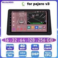 MUJAJNDO for Mitsubishi pajero v3 android12 2 4 8GB RAM 9inch voice command carplay IPS QLED android auto car stereo car head unit with 4G DSP 360panorama dashcam wifi