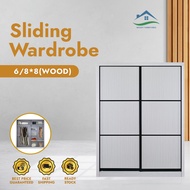 FREE INSTALL Almari Baju Wardrobe Sliding Door Anti-Jump Cabinet Clothes 8ft x 8ft / 6ft x 8ft