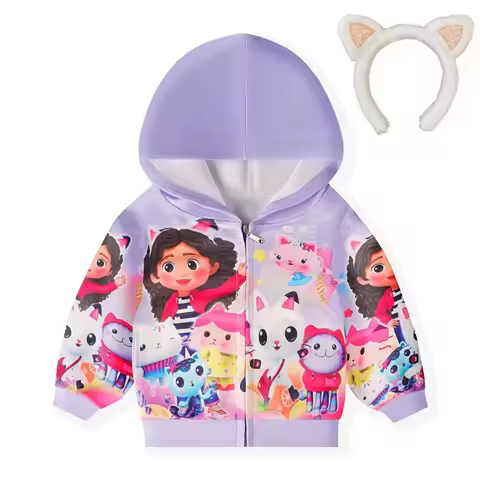 2026 'S Dollhouse Cosplay Cat Hoody Jacket Toddler Boys Clothes Baby Girls Gabby Cats Zipper Jackets
