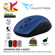 ALCATROZ AIRMOUSE DUO 3 WIRELESS + 2.4G BLUETOOTH MOUSE / 1200 CPI ADJUSTABLE / 4 BUTTON OPTICAL / B