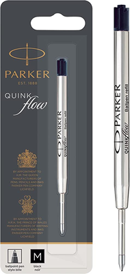 PARKER QUINK FLOW BALLPOINT REFILL, BLACK (M), 1 MM (Parker Refill, Parker Ball Pen Refill, Ball Pen Refill, ballpoint refill)