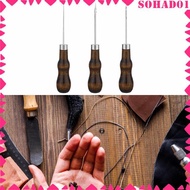 [Sohad] SiaBiced 3 Pieces Sewing Awl Leather Scratch Awl Tool Supplies Nonslip with Wooden Handle