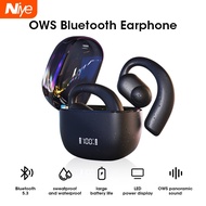 Niye OWS Panoramic Sound Bluetooth Headset Open Ear Hanging Bluetooth Headset HiFi High Sound Quality Sports Game Headset with Microphone Call Function