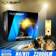 Novsight N37Y 3000K Yellow Light Car H11 LED Headlight H4 H7 Fog Light Bulb Built In Canbus A Pair