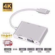 4K2K 4-in-1 USB-C Type-C 3.1A to HDTV VGA DVI USB3.0 Adapter