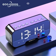 GOOJODOQ Bluetooth Speaker With Clock Mirror Clock LED Digital Clock with Radio LED Wireless Subwoofer Music Player Table Clock