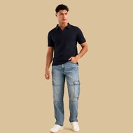 Max Fashion 1Up Denim Relaxed Fit Panelled Cargo Jeans Men Blue