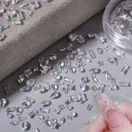 50PCS Sparkle Mini Aurora Ice Translucent Cognac Mix Shapes Diamonds Nail Art Rhinestones Decor Mani