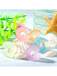 6入組發光貝殼迷你裝飾品水族箱裝飾