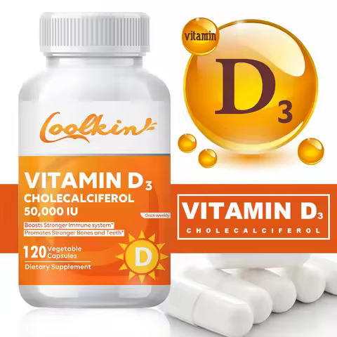 High Potency Vitamin D3 50000 IU - Helps Muscle Nerve Health Support Bone Density Teeth and Skin Hea