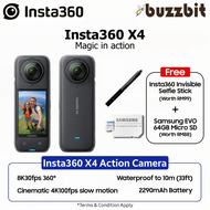 Insta360 X4 / One X4 / OneX4 With Insta360 Invisible Selfie Stick &amp; 64GB Memory Card - 8K Video - 360 Action Camera - Insta360 Malaysia Warranty