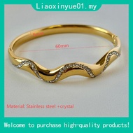 (13-21cm)GT187 Bamboo Titanium Steel Leaf Design Bangle Gelang Rantai Tangan Gift Wedding Gold