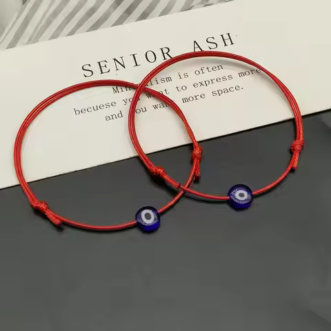 2 Pcs Turkish Lucky Evil Eye Bracelets For Women Red Black Colors Handmade Rope Lucky Jewelry Red Br