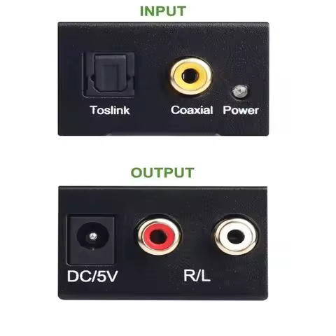 Digital to Analog Audio Converter RCA R/L Output Audio Adapter DAC Amplifier Box for Coaxial Optical