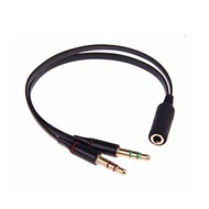 3.5 mm Black Headphone Earphone Audio Cable Micphone Y Splitter Adapter 1 Female to 2 male Connected Cord to Laptop PC