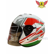 BEON HELMET R4 DOUBLE VISOR【WHITE GREEN RED】