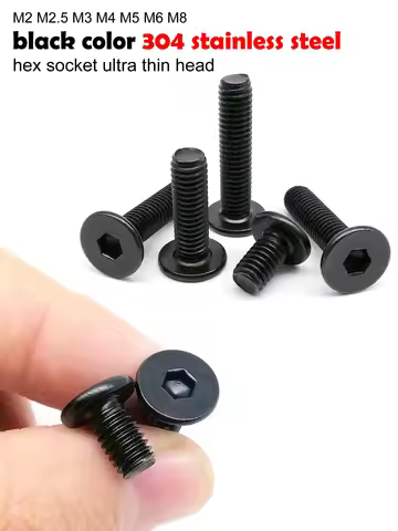 Black Color 304 A2-70 Stainless Steel CM M2 M2.5 M3 M4 M5 M6 M8 Allen Hexagon Hex Socket Ultra Thin 