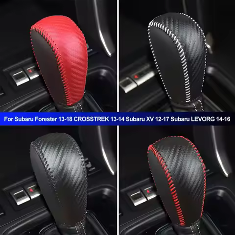 Car Leather Carbon Fiber Gear Head Collars Cover for Subaru Forester 13-18 CROSSTREK 13-14 Subaru XV