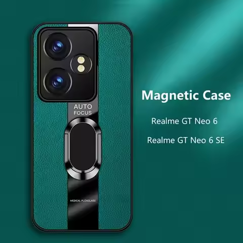 For Realme GT Neo 6 Case Magnetic Ring Back Cover For Realme GT Neo6 6 SE GT6 6T Luxury Leather Capa