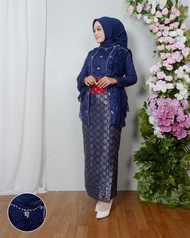 Setelan Kebaya Brokat Modern Tunik Kutu Baru Selendang Full Payet Rok Songket