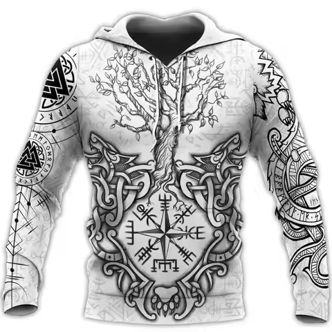 Men's Sweatshirts 3D Print Vikings Classic Wolf Men's Hoodies Jacket Spring Autumn Fashion Pullovers