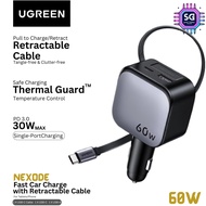 UGREEN NEXODE FAST CAR CHARGER WITH RETRACTABLE CABLE 60W