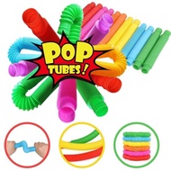 6pcs Decompression Toy Pop Tube Diy Telescopic Pop Tube Bellows Sensory Stocking Toy Color Stretch T
