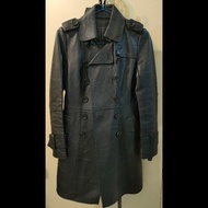 Burberry Black Label 真皮羊皮長版風衣外套｜36｜日本線停產款