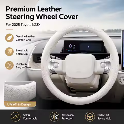 2025 Toyota bZ3X Cover For 2025 Toyota bZ3X Premium Genuine Leather Steering Wheel Cover Ultra Thin 