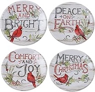 Certified International Evergreen Christmas 6" Canape/Luncheon Plates, Set of 4, Multicolored