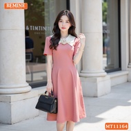 BEMINE dress designed with heart collar and A-line floral appliqué, suitable for work-MT11164