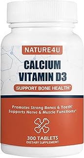 Nature4U Calcium with Vitamin D3 Tablets - Supports Calcium Absorption* -Promotes Strong Bones & Tee