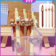 Pena Karakter Bear Pita Lucu Pulpen Cetekan Tinta Gel Cair Motif Beruang Unik Alat Tulis Kantor Seko