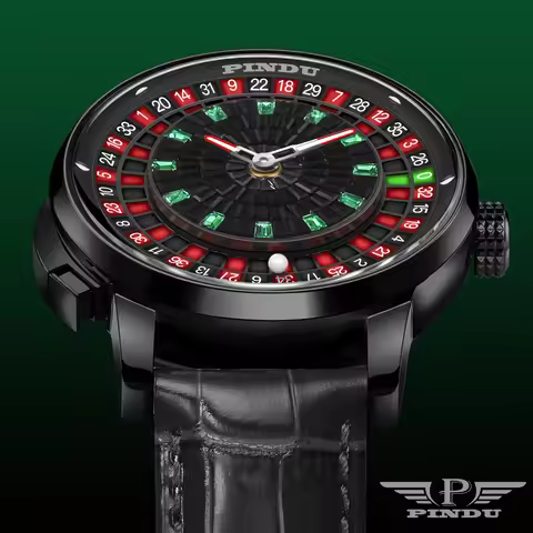 PINDU Design 2026 New NH35 Mechanical Watch Men's Button Rotating Dial Sapphire Glass roulette game 