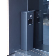 W-8 7VHVHotel Lobby Trash Can with Ashtray Floor Vertical Cigarette Butt Column Stainless Steel Smoking Area Smoke Extin