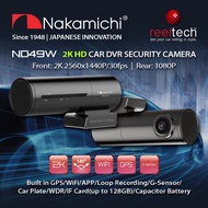 Nakamichi ND49W 2K HD Dashcam Car Recorder Car Cam Dash Cam Rear Cam DVR Digital Video Recorder