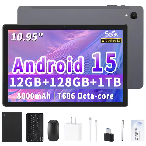 ANRY Tableta Android 15, 10.95inch Android Tablet 2025 with Octa-core, 12GB RAM+128GB Big Storage,80