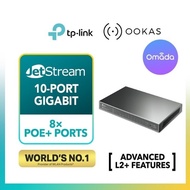 TP-LINK JetStream 10-Port Gigabit Smart Switch with 8-Port PoE+(VLAN/QOS/L2+ Features/2 Gigabit SFP 