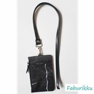 Black Marble Zip Ezlink Cardholder With Black Lanyard Set