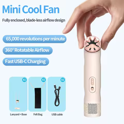 Mini Neck Fan Strong Motor 5 Adjustable Wind Speeds USB Fan Handheld 6H Long Battery Travel Essentia