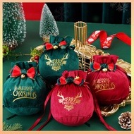 Christmas Velvet Gift Bag Santa Drawstring Bag Candy Apples Handle Bag Christmas Tree Hanging Decoration New Year Christmas Gift